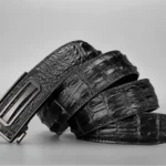 Men's crocodile-pattern split leather automatic belt