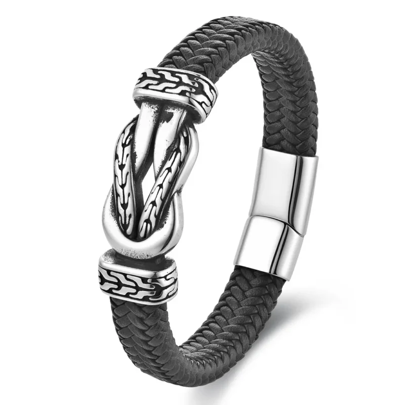 Men's multilayer braided cowhide infinity bracelet