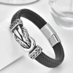 Men's multilayer braided cowhide infinity bracelet