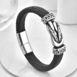 Men's multilayer braided cowhide infinity bracelet