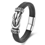 Men's multilayer braided cowhide infinity bracelet