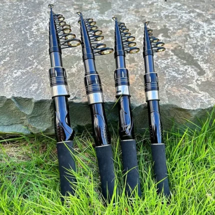 Portable telescopic fishing rod with 1.5–2.4 m length range