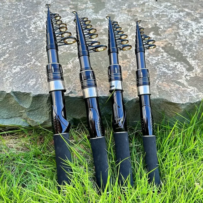 Portable telescopic fishing rod with 1.5–2.4 m length range