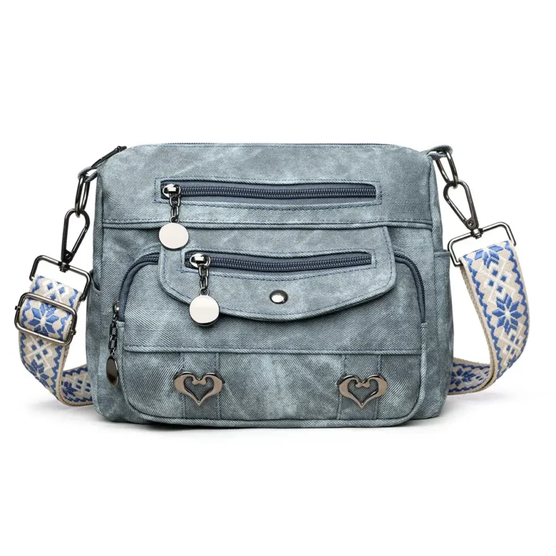 Women's soft multi-pocket crossbody shoulder bag