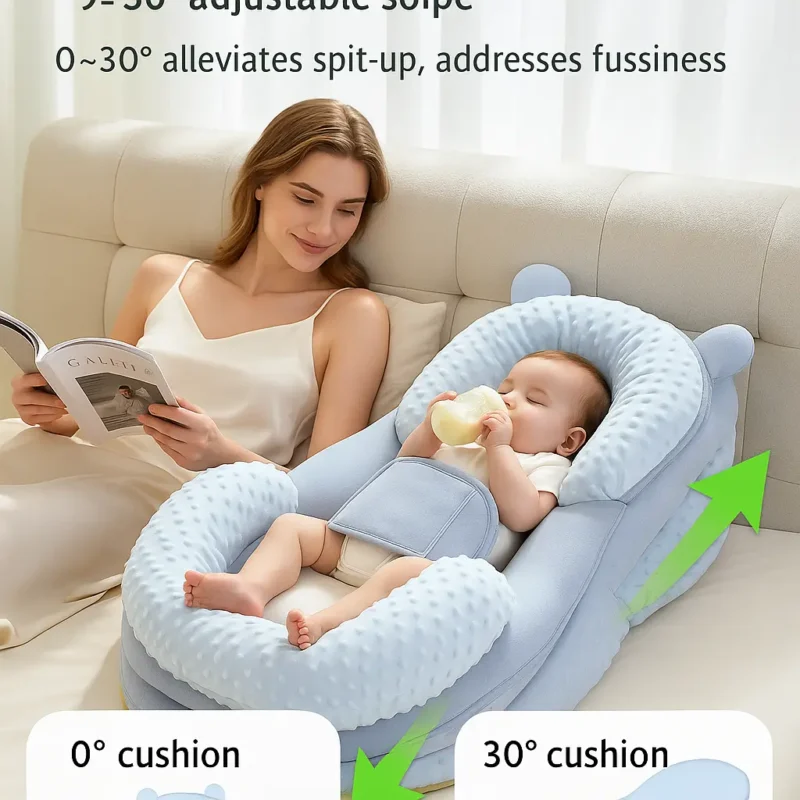 Newborn anti-spit-up pillow for feeding support