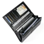 Genuine leather long wallet with mobile phone storage