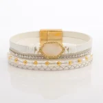 Women's woven beaded bracelet fashion accessory