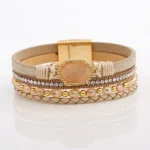 Women's woven beaded bracelet fashion accessory