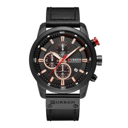 Curren multifunction men's watch with leather strap