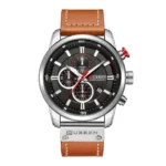 Curren multifunction men's watch with leather strap