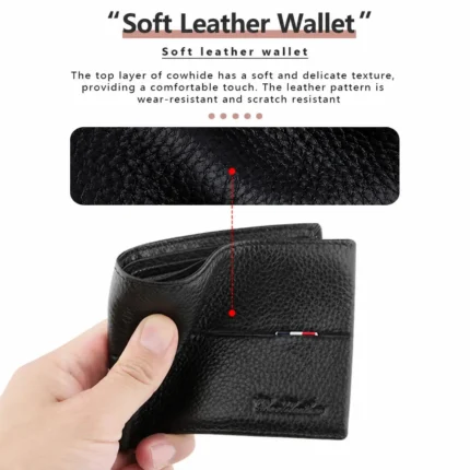 Men's short top-grain cowhide wallet