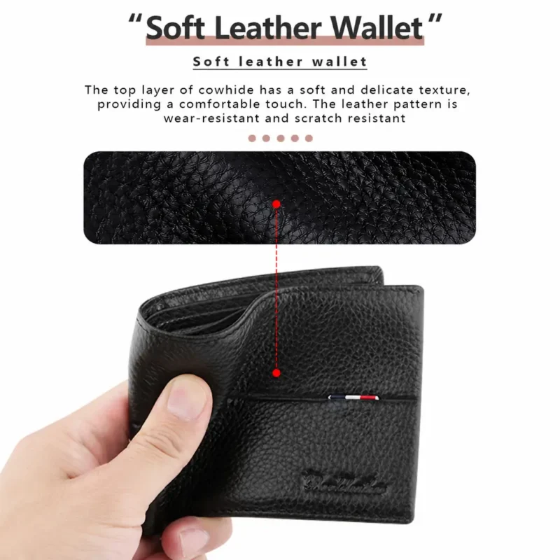 Men's short top-grain cowhide wallet