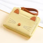 Women's cat PU short wallet with multiple card slots
