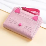 Women's cat PU short wallet with multiple card slots