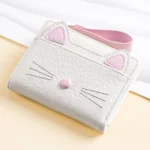 Women's cat PU short wallet with multiple card slots